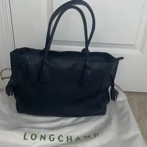 Longchamp Bags Nwot Rare Large Longchamp Penelope Leather Tote Bag In Midnight Blue Color Poshmark